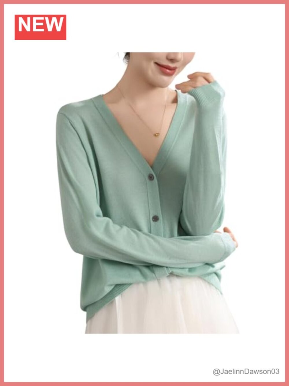 100% Merino Wool V-Neck Cardigan Lightweight Sweater